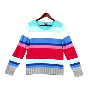 Talbots Women Striped Sweater Cotton Lightweight Size Medium NWT Casual Soft